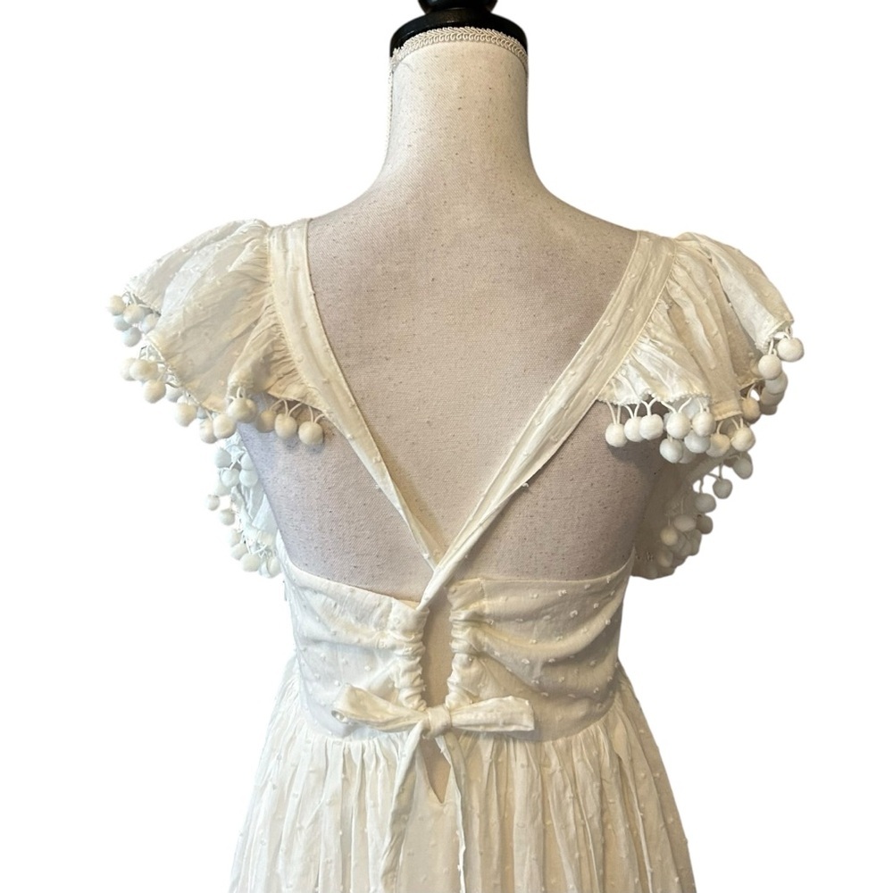 LULUS Chasing Summer White Swiss Dot‎ Tie-Back Maxi Dress SZ Small White NEW - Picture 6 of 10